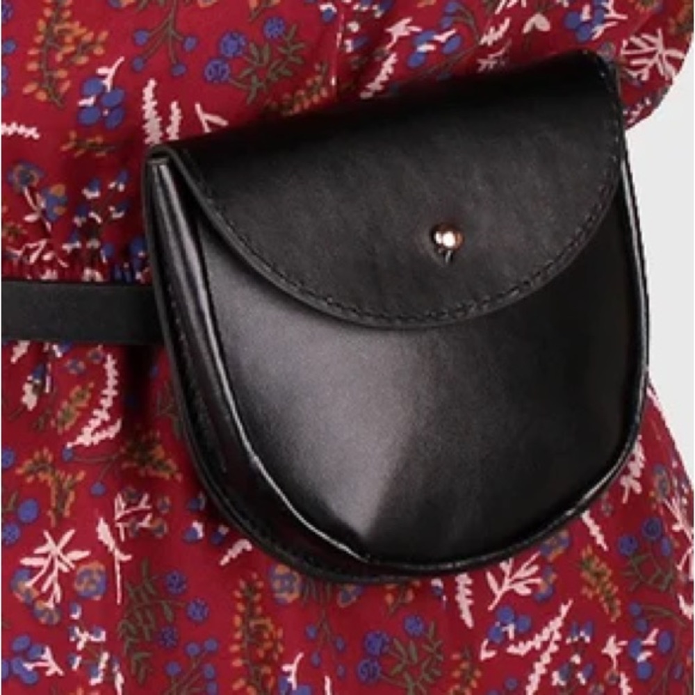 Mini Black Leather Belt Bag Coin Purse